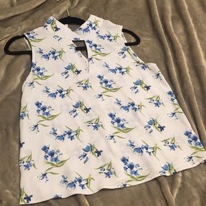 Light Blue Printed Tank Top